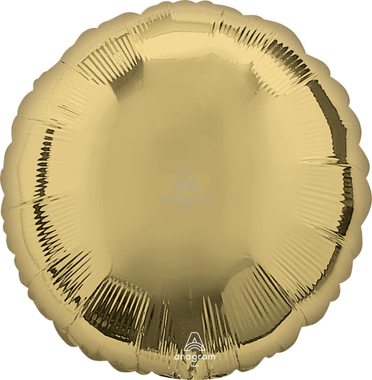 18" Round White Gold Mylar Balloon