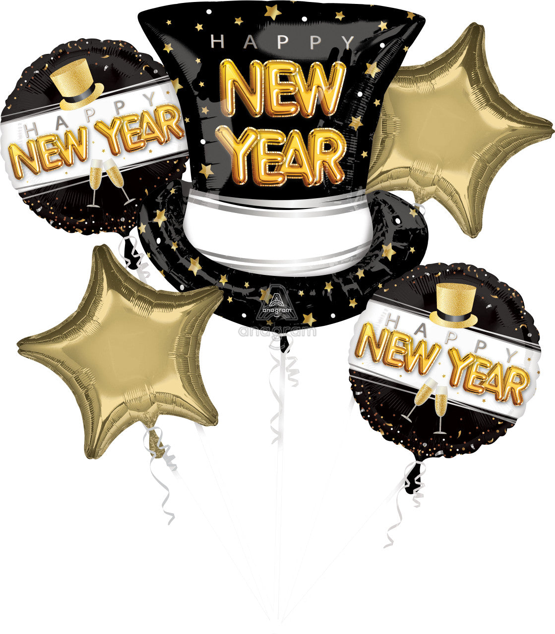 Bouquet Happy New Year Pop Clink Cheers Mylar Balloon