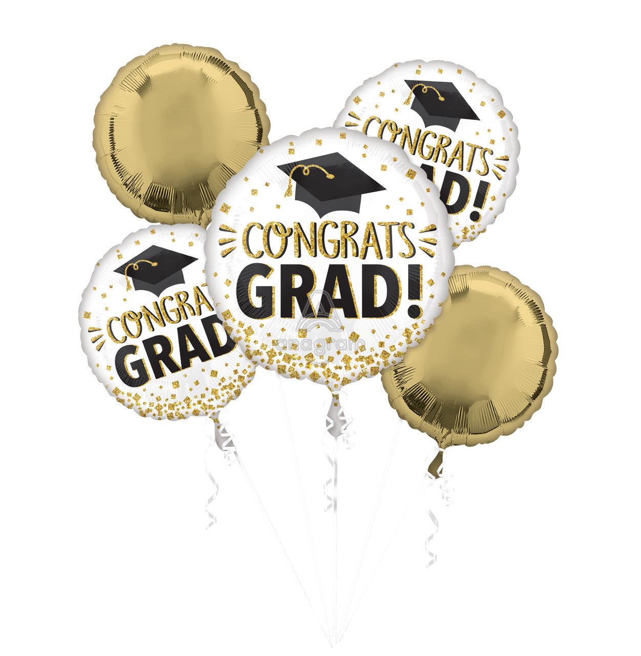 Bouquet Grad Congrats Gold Glitter Mylar Balloons