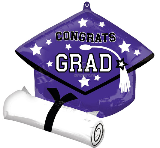 25"A Congrats Grad Be True To School Purple Mylar Balloon