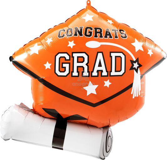 25"A Congrats Grad Be True To School Orange Mylar Balloon