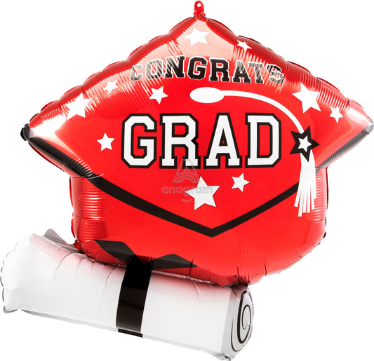 25"A Congrats Grad Be True To School Red Mylar Balloon