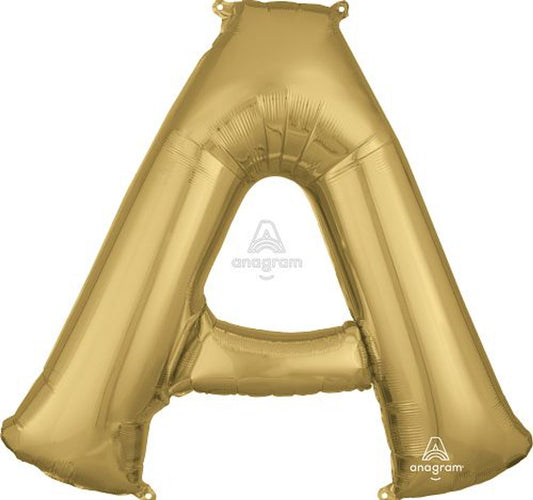 34"A White Gold Letter A Mylar Balloon