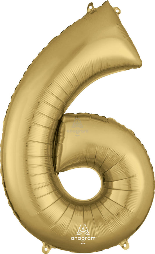 34"A White Gold Number 6 Myler Balloon