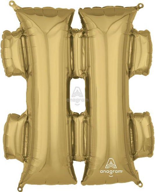 White Gold Hashtag # Mylar Balloon 34"
