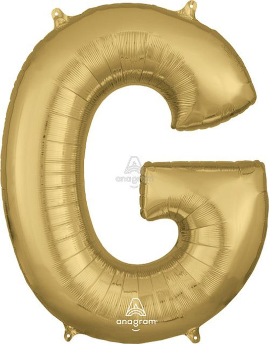 34"A White Gold Letter G Mylar Balloon