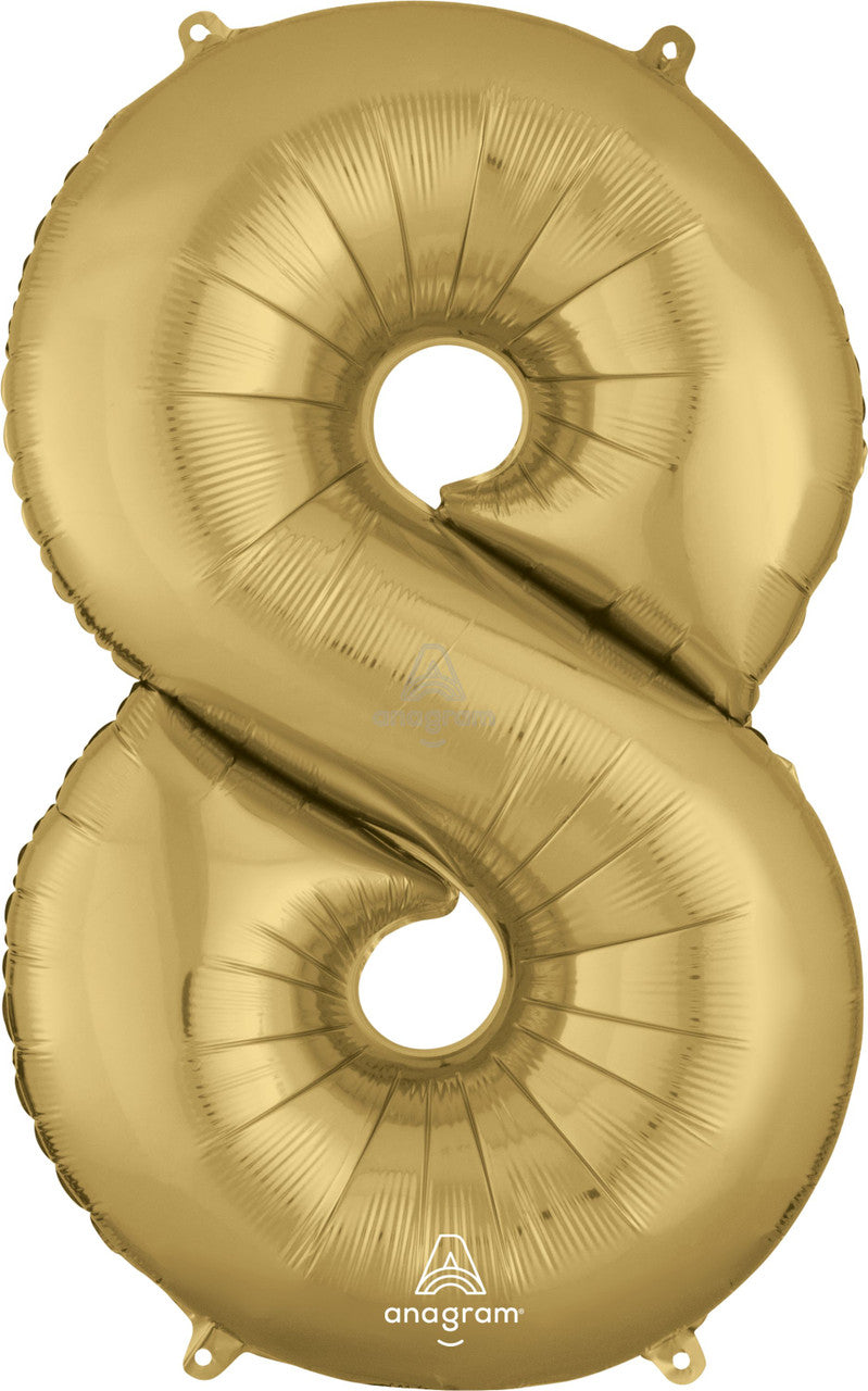 34"A White Gold Number 8 Myler Balloon