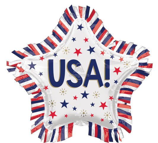 USA Star Fringe 28" mylar balloon