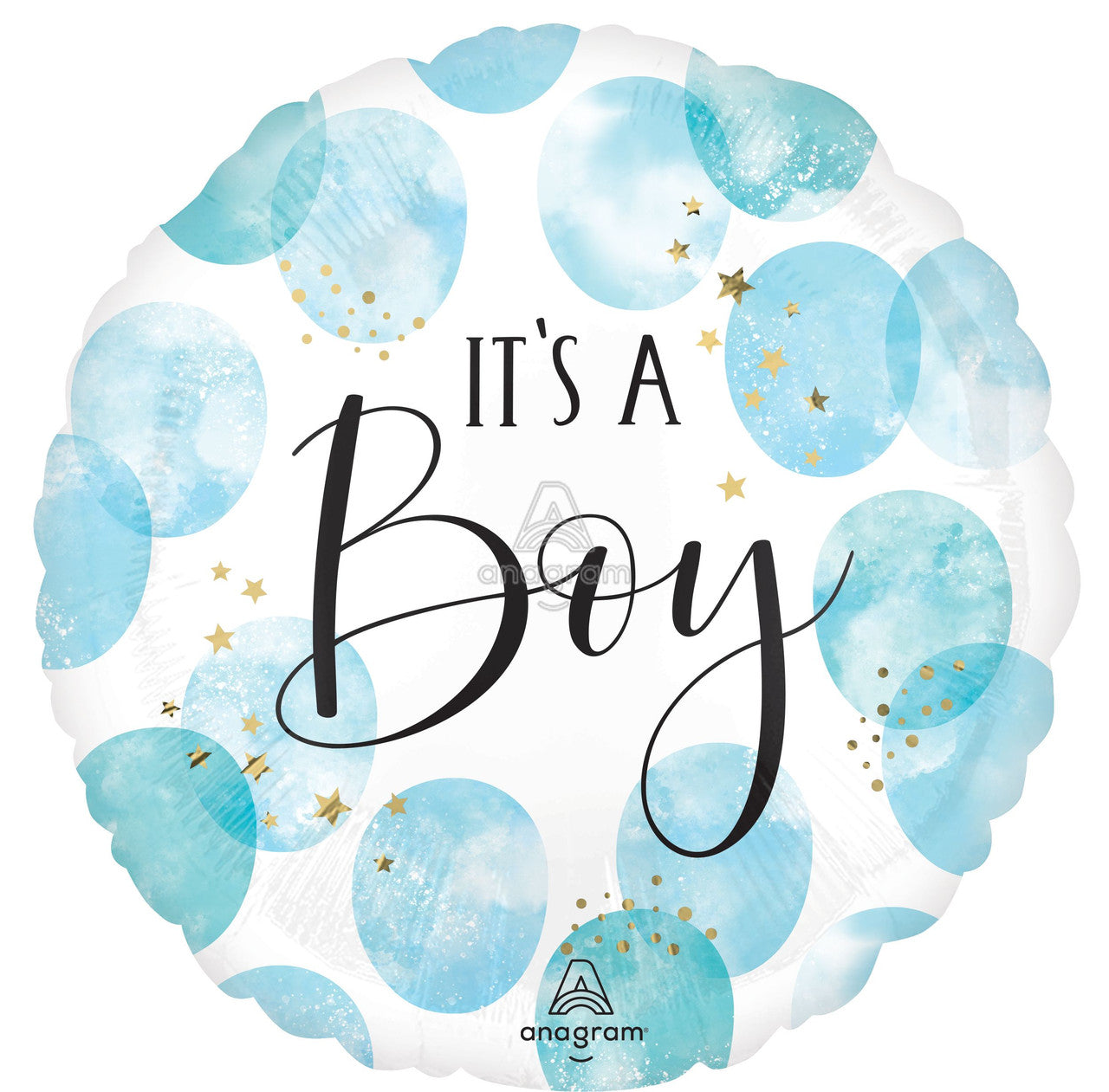 Baby Boy Blue Watercolor 18" Mylar Balloon