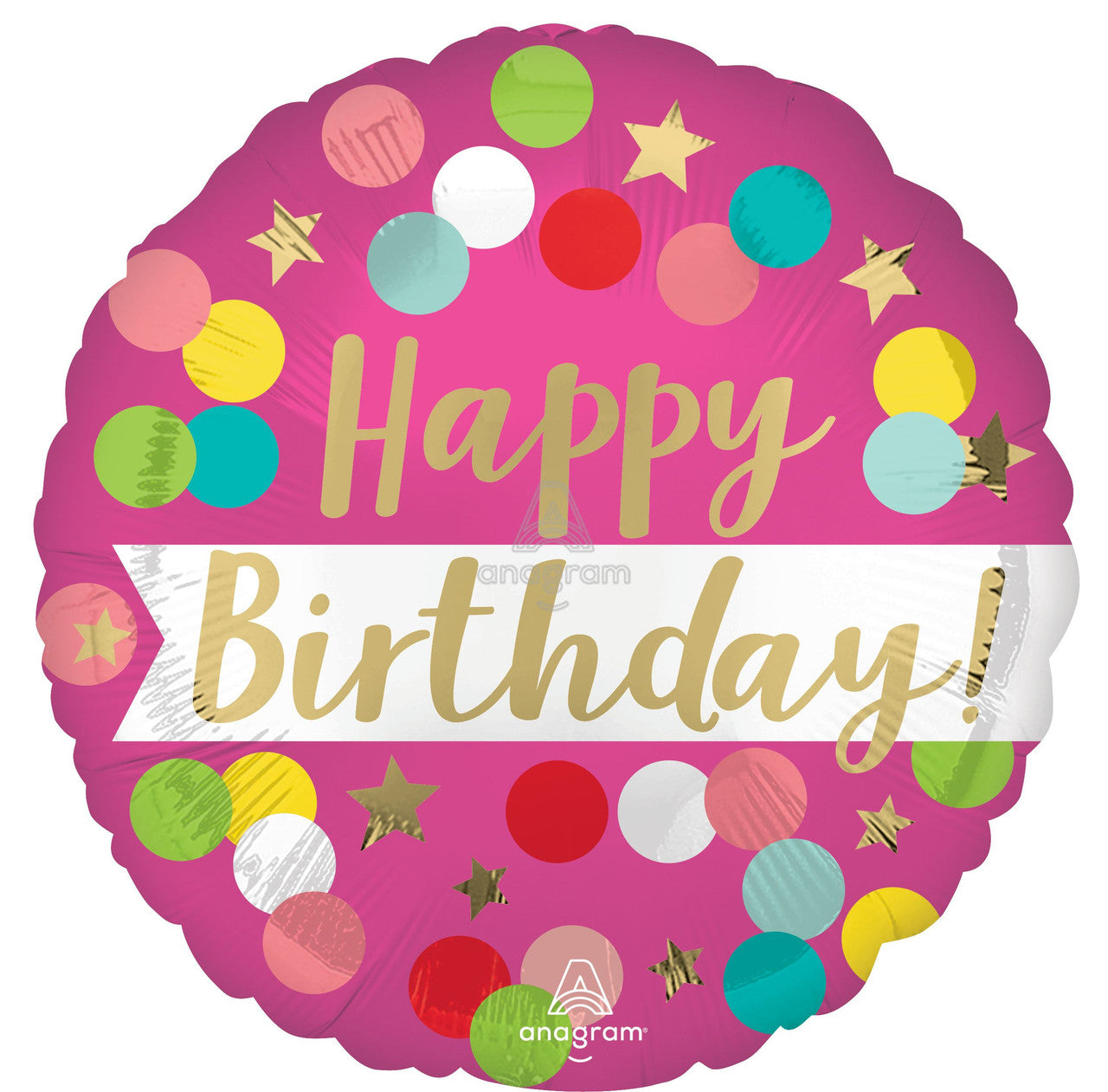 Happy Birthday Pink Confetti Mylar Balloon