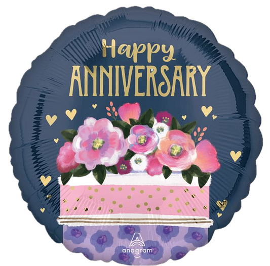 A Happy Anniversary Cake Mylar Balloon