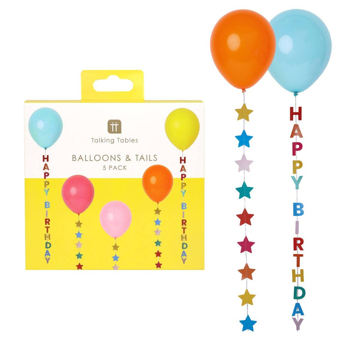 Birthday Balloons With Star and Tails | 5 Pack | Balloons |