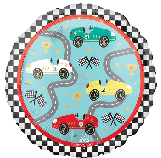 Racing Car Mylar Balloon  18" - 2 sided