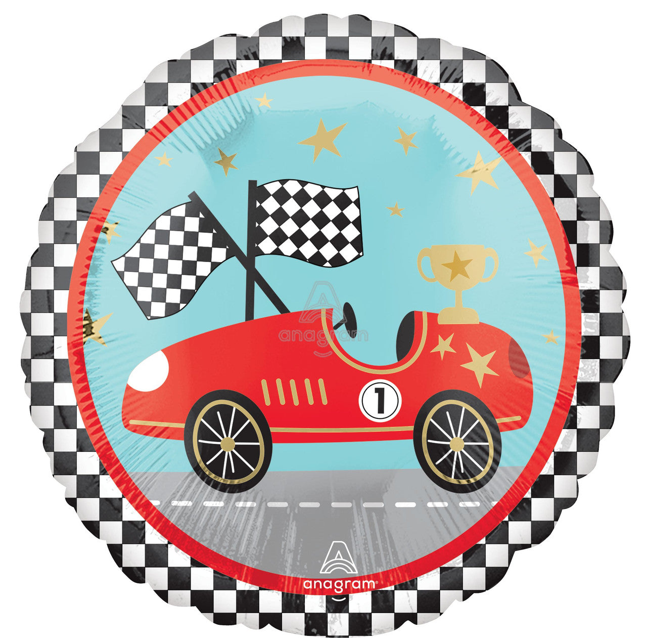 Racing Car Mylar Balloon  18" - 2 sided