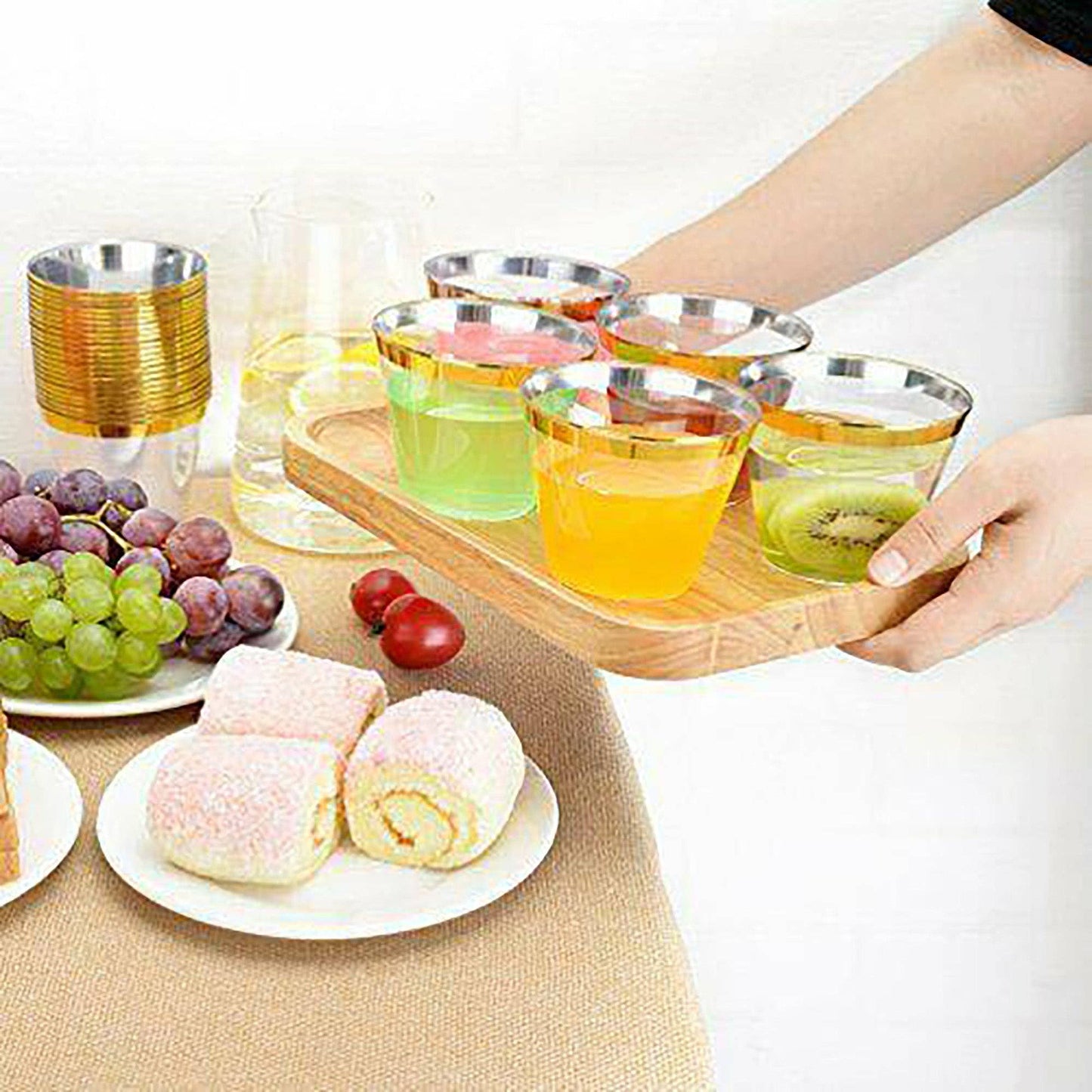 Smarty had a Party - 9 oz. Clear w/ Metallic Gold Rim Round Plastic Cups - 20 pcs