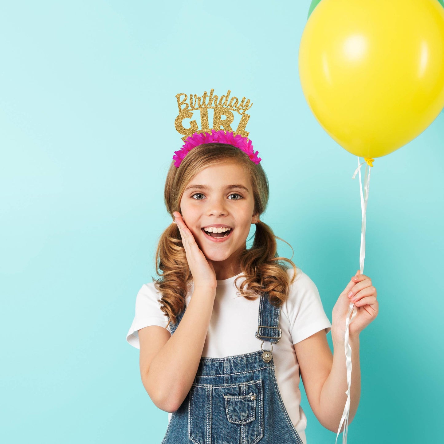 Birthday Girl Party Headband Crown for Kids or Adult: Gold/hot pink