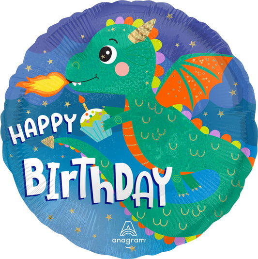 Cute Dragon Birthday Mylar Balloon