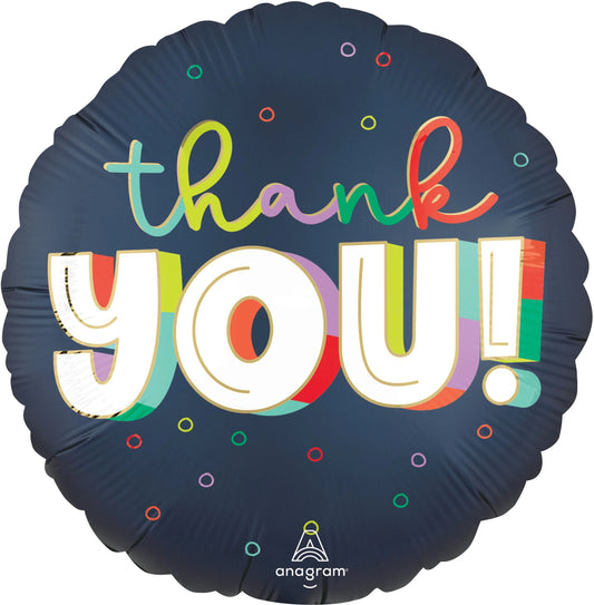 18" Satin Bold Thank You Mylar Balloon