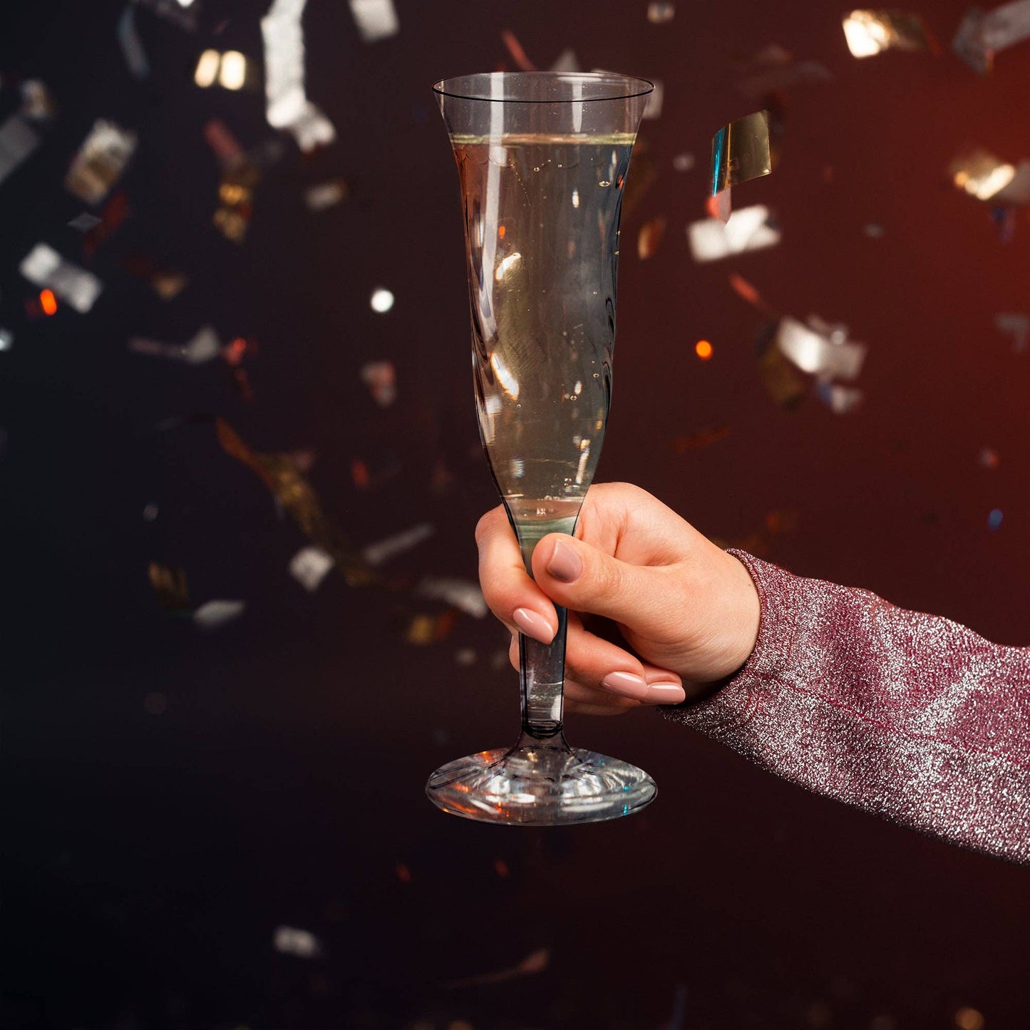 5 oz. Clear Plastic Champagne Flutes - 8 in each pack