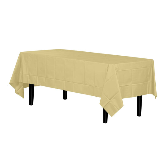 Crown Display - Premium Lt Yellow Disposable Plastic Tablecloth | 54x108In.: Light Yellow / 54 in. x 108 in.