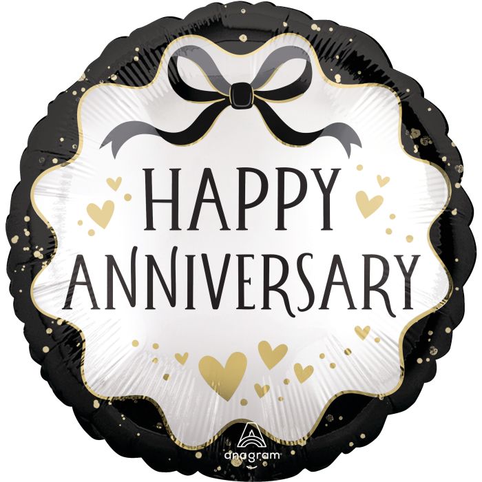 Standard Satin Ribbon Curls Anniversary Mylar Balloon