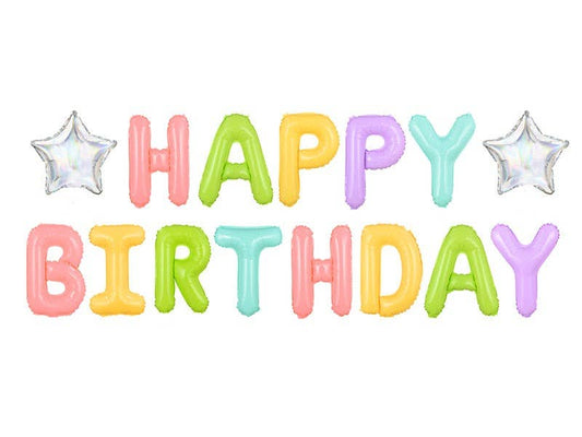 Rainbow Happy Birthday Banner Foil Balloon 155 in.