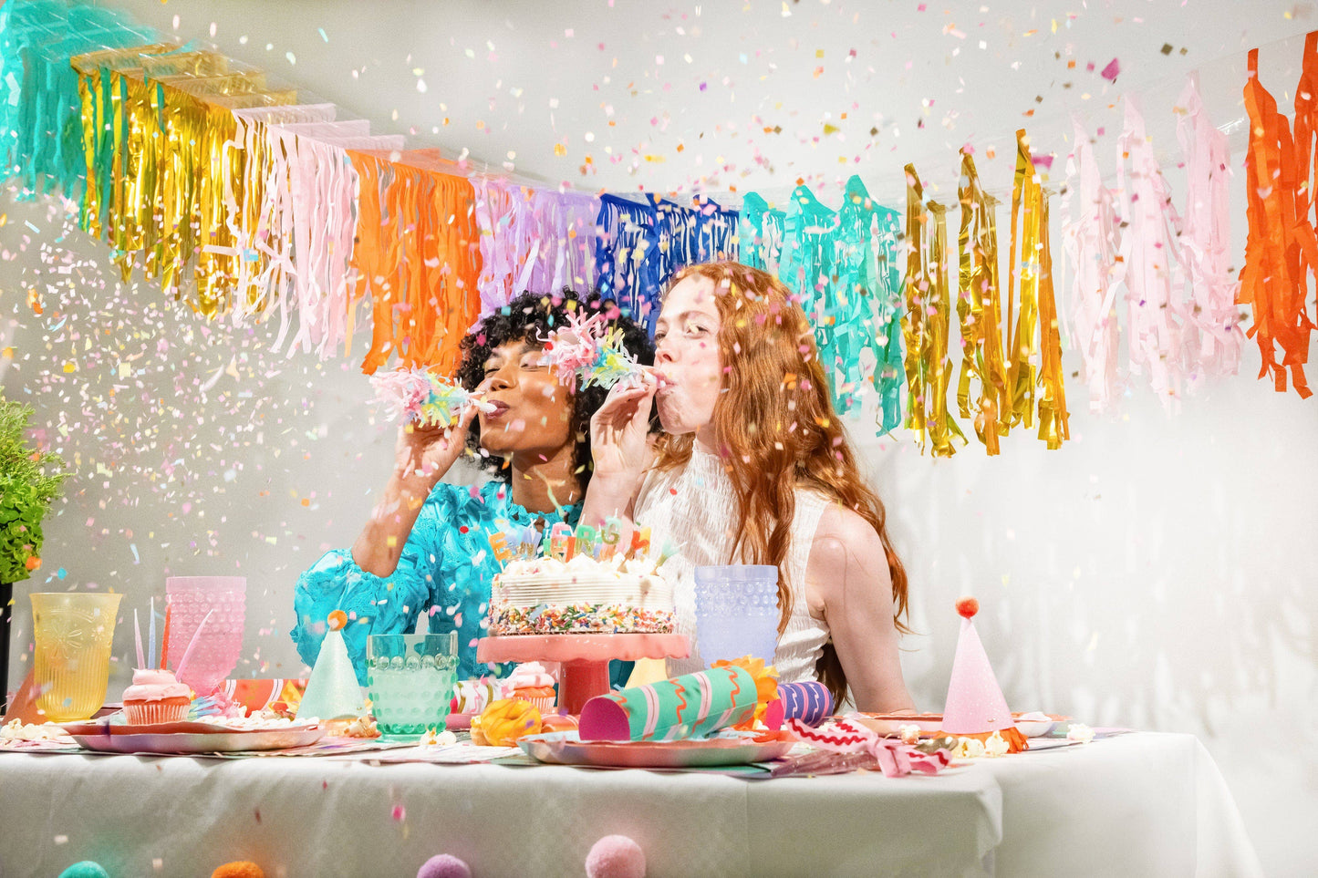 Confetti Burst Fringe Party Blowers (6 ct)