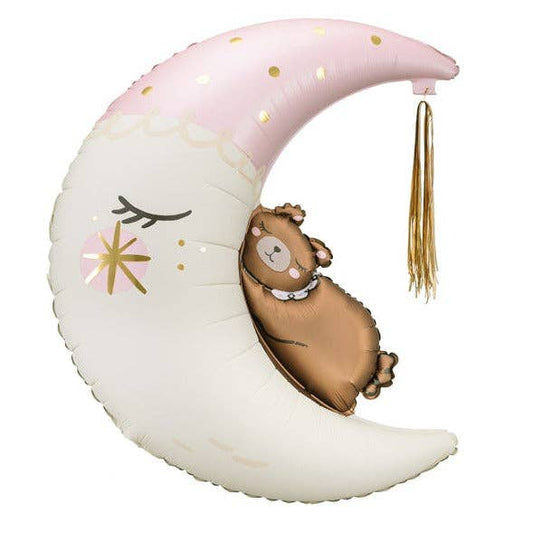 Teddy Bear on the Moon Mylar Balloon (Pink) -34 in.