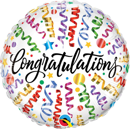 18" Congratulations Streamers Mylar Balloon