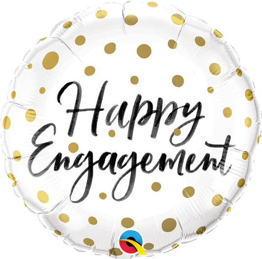 Happy Engagement Gold Dots Mylar Balloon