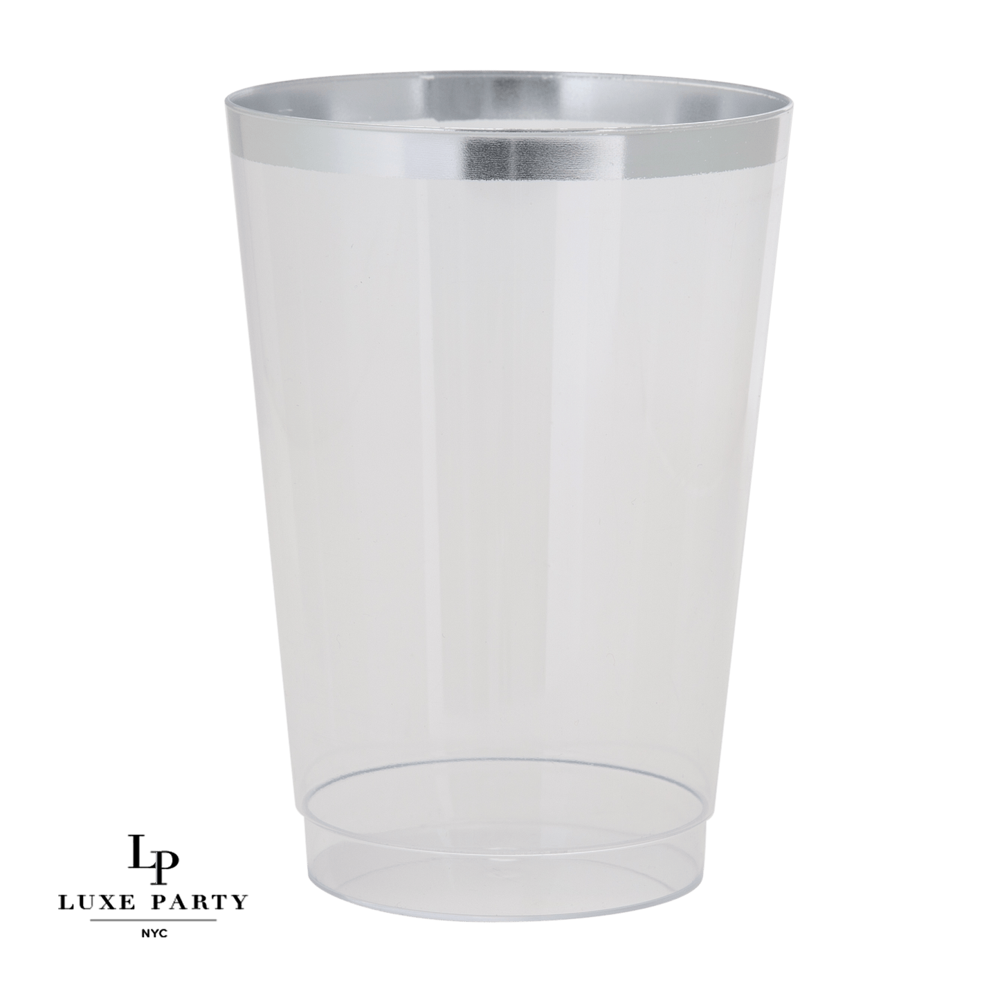 Luxe 12 Oz Clear Plastic • Silver Plastic Cups | 20 Cups