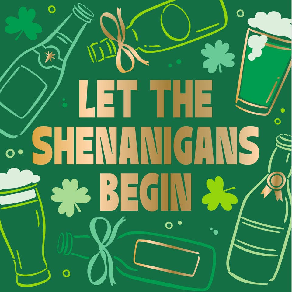 St. Patrick's Day Cocktail Napkins Foil | Shenanigans