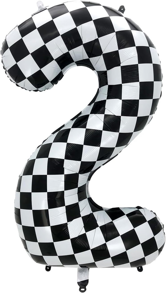 Checkered Number Mylar Balloon 40"