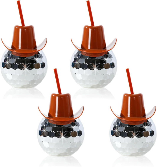 Disco Ball Cups Brown Cowboy Hats