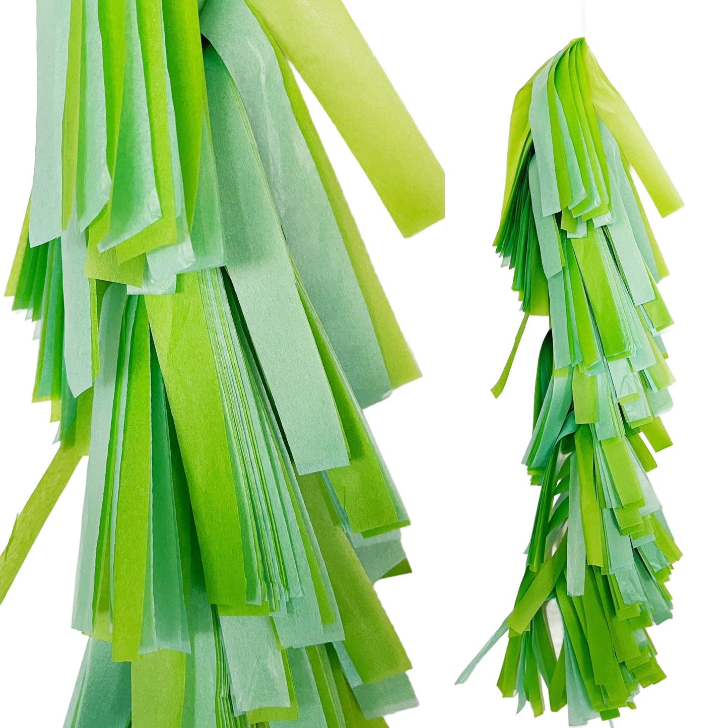Fringed Tissue Balloon Tassel (Multicolored): Dual Green