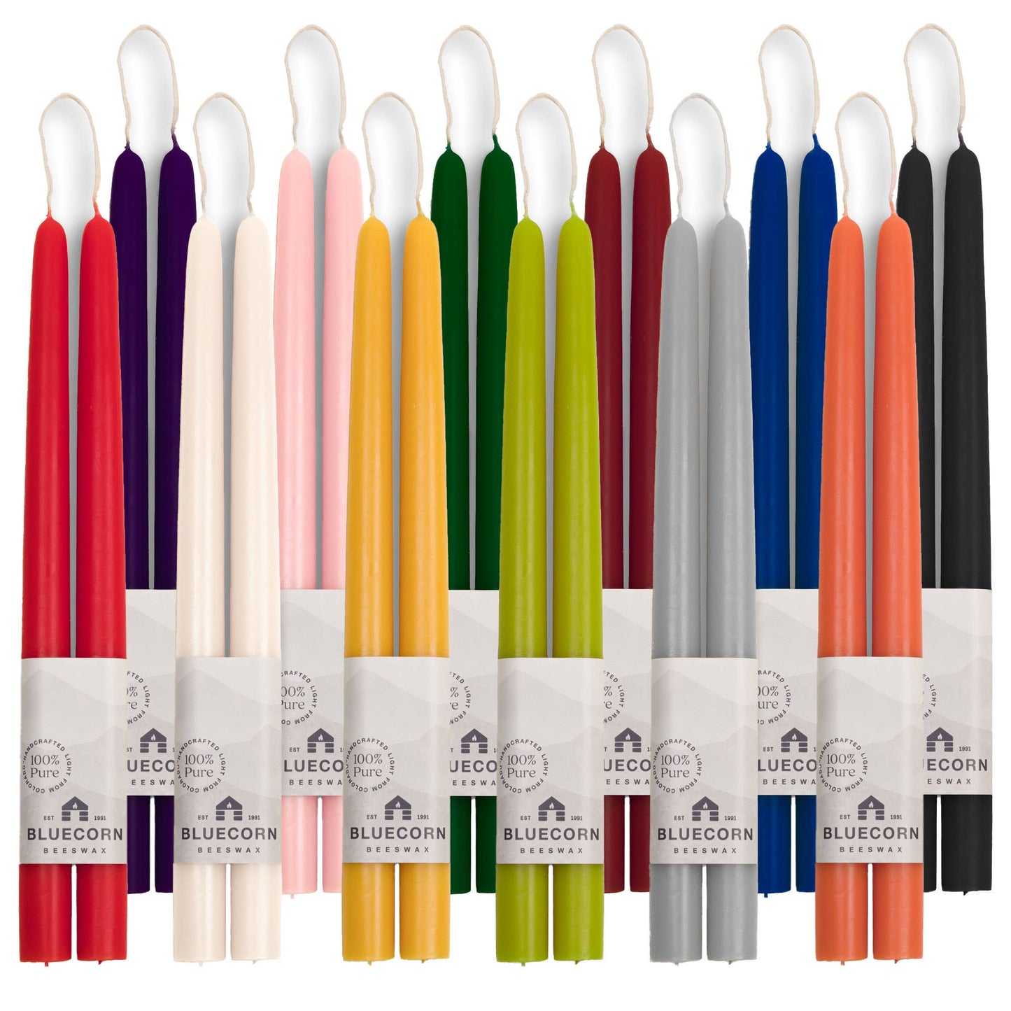 Bluecorn Candles - Beeswax Taper Candles Dripless & Handmade: Burgundy / 10"