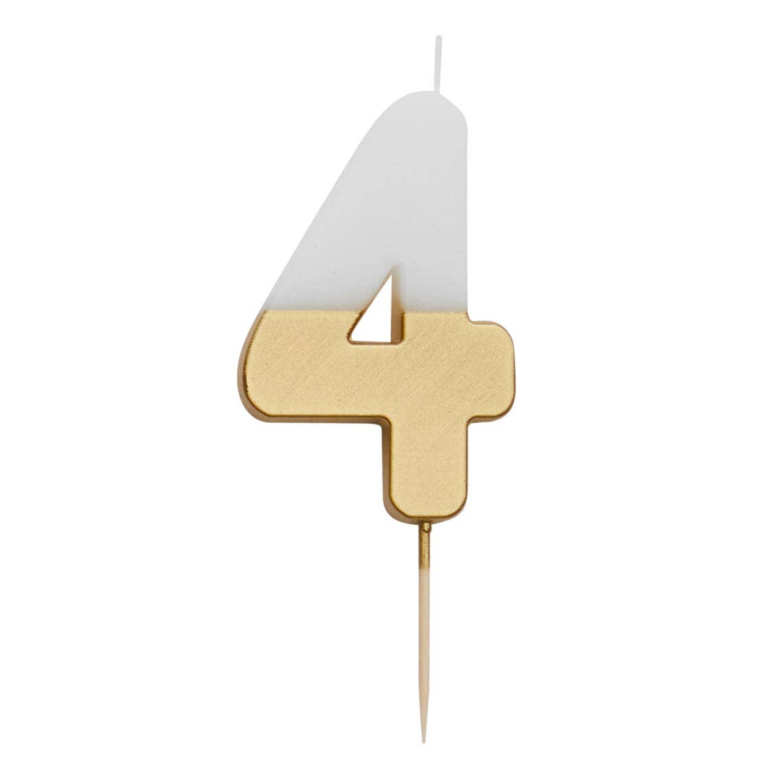 White & Gold Birthday Number Candles | 0-9 | Single |: 4