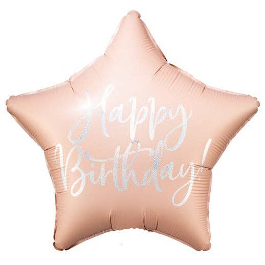 Happy Birthday Light Powder Pink Star Mylar Balloon 18 in.