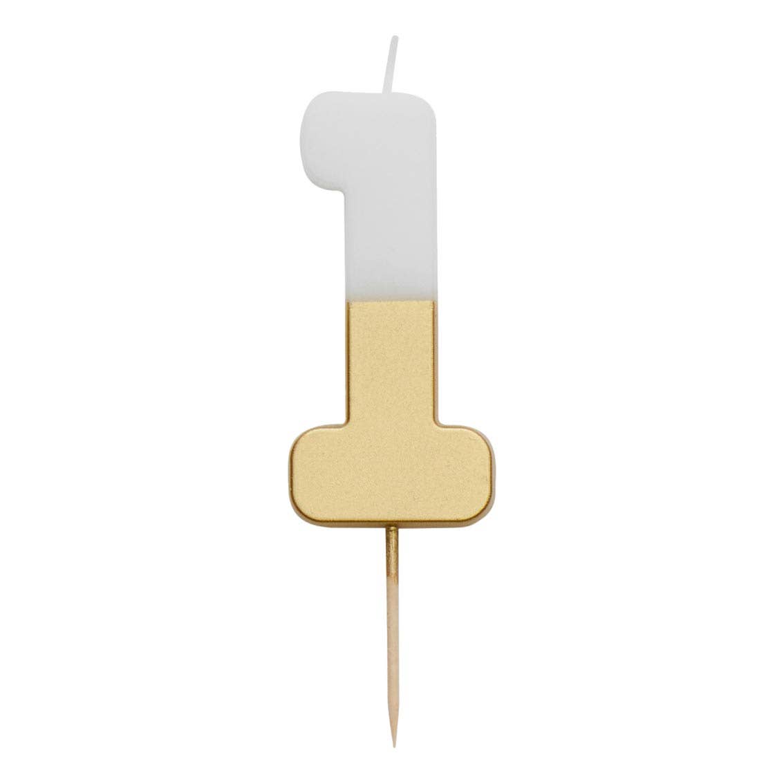 White & Gold Birthday Number Candles | 0-9 | Single |: 1