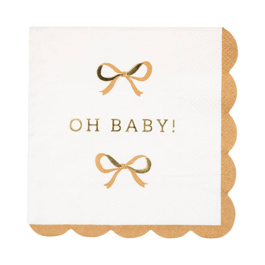 Oh Baby Gold and Tan Cocktail Napkin