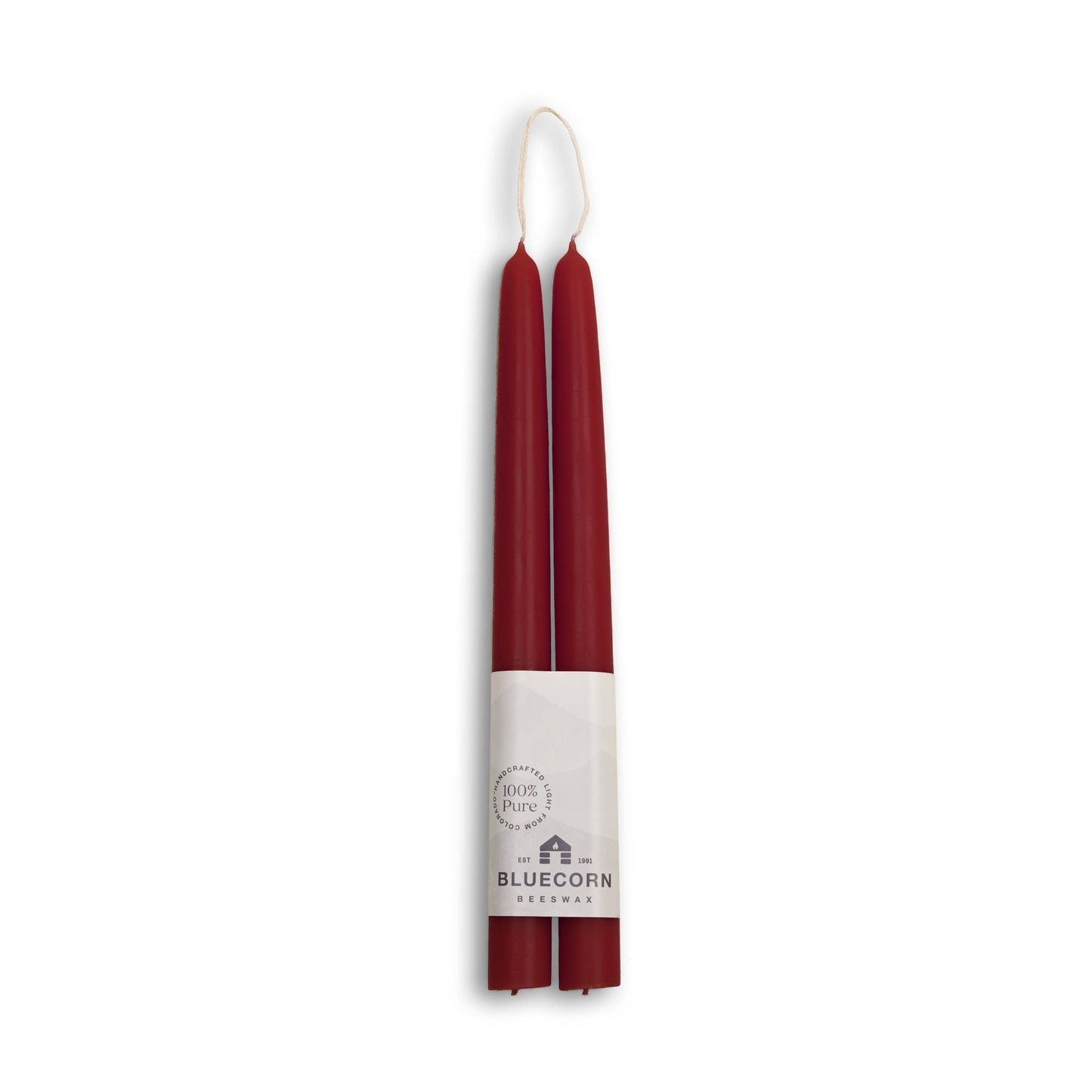 Bluecorn Candles - Beeswax Taper Candles Dripless & Handmade: Burgundy / 10"