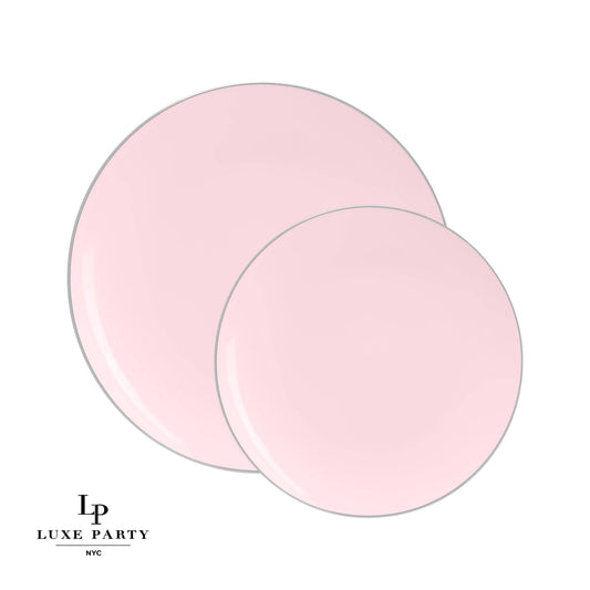 Round Blush • Silver Plastic Plates | 10 Pack: 10 Plastic Plates / 7.25" Appetizer Plates