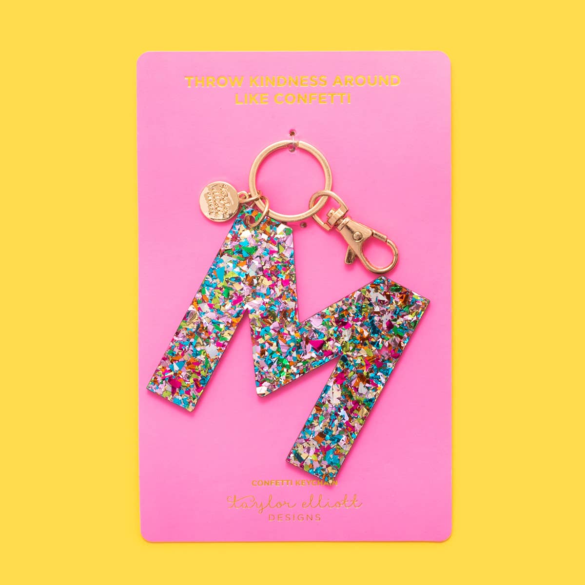 Taylor Elliott Designs - Keychain - Colorful Confetti - Letter M