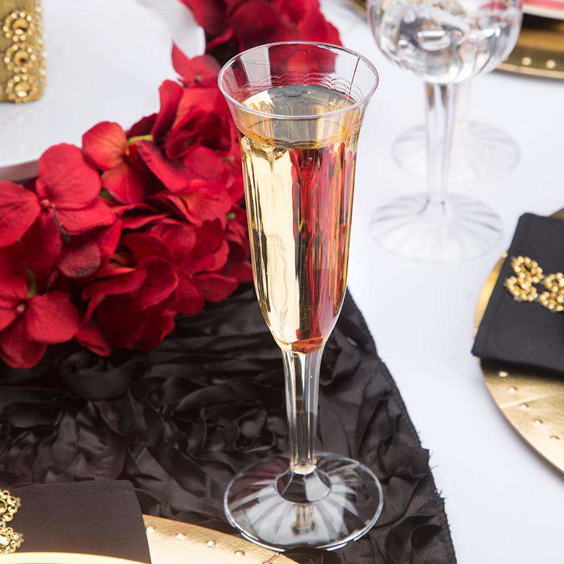 5 oz. Clear Plastic Champagne Flutes - 8 in each pack