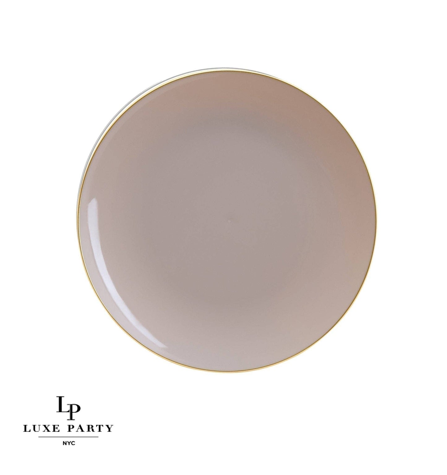 Round Linen • Gold Plastic Plates | 10 Pack: 10 Plastic Plates / 10.25" Dinner Plates