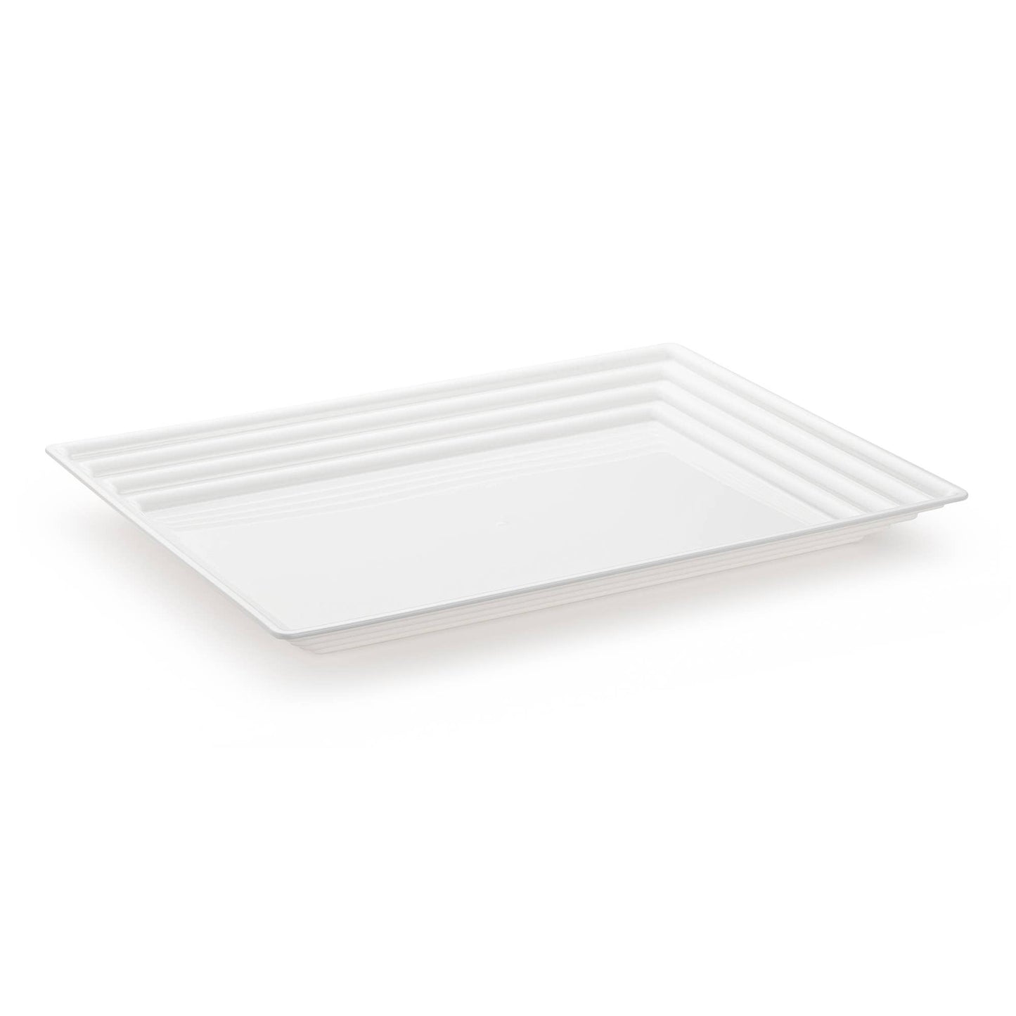 11" x 16" White Rectangular Plastic Serving Tray