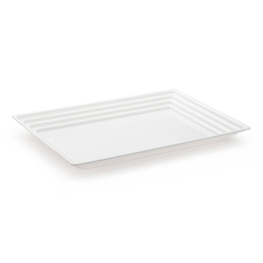 11" x 16" White Rectangular Plastic Serving Tray