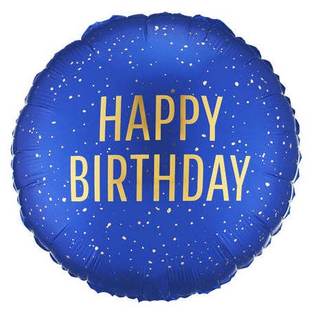 Happy Birthday Navy Round Mylar Balloon 18 in.