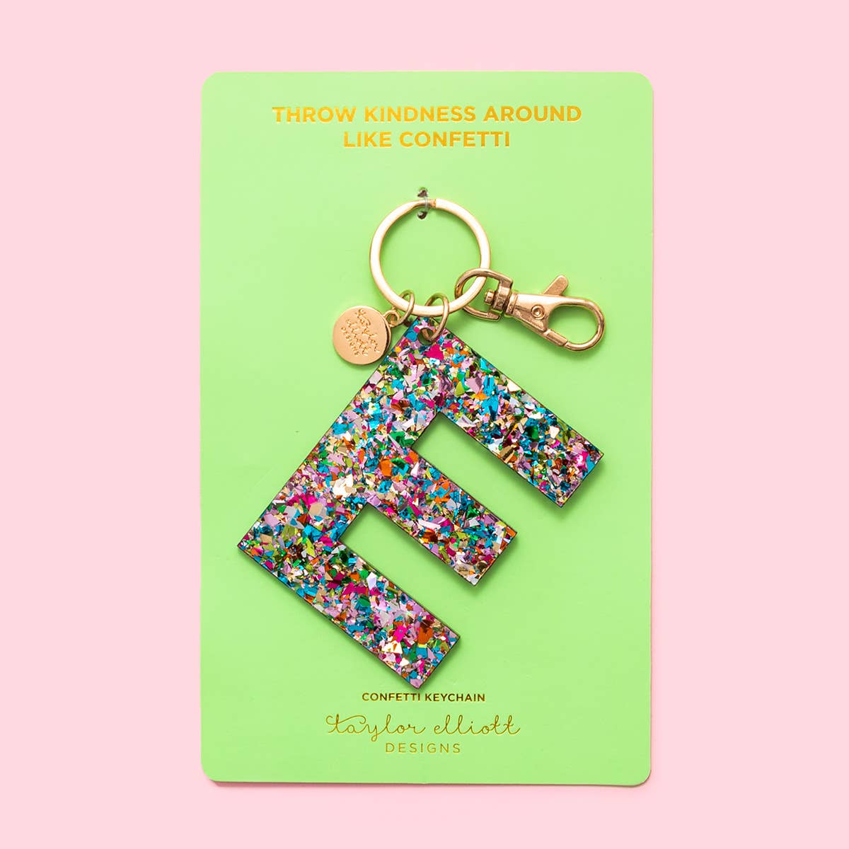 Taylor Elliott Designs - Keychain - Colorful Confetti - Letter E