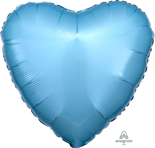 18" Metallic Pearl Pastel Blue Heart Balloon